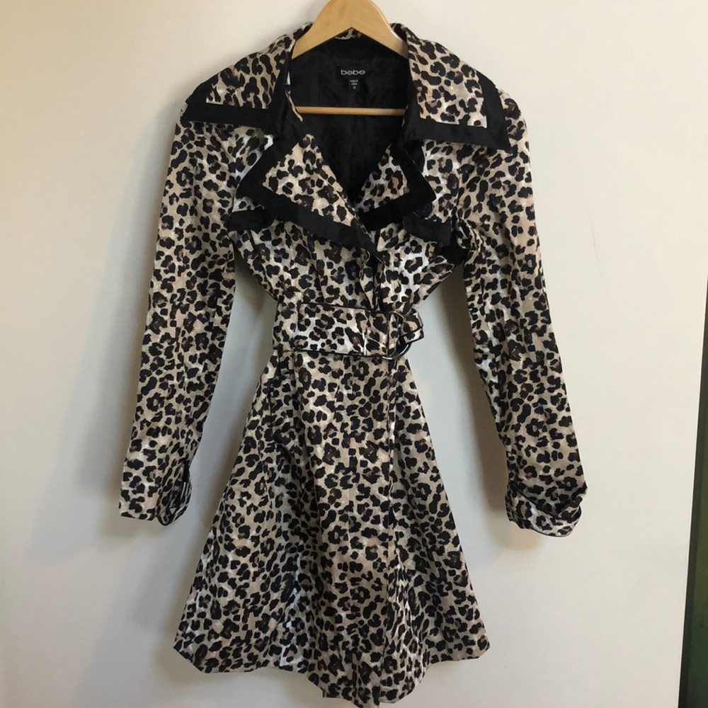Bebe leopard print trench/rain coat, never worn